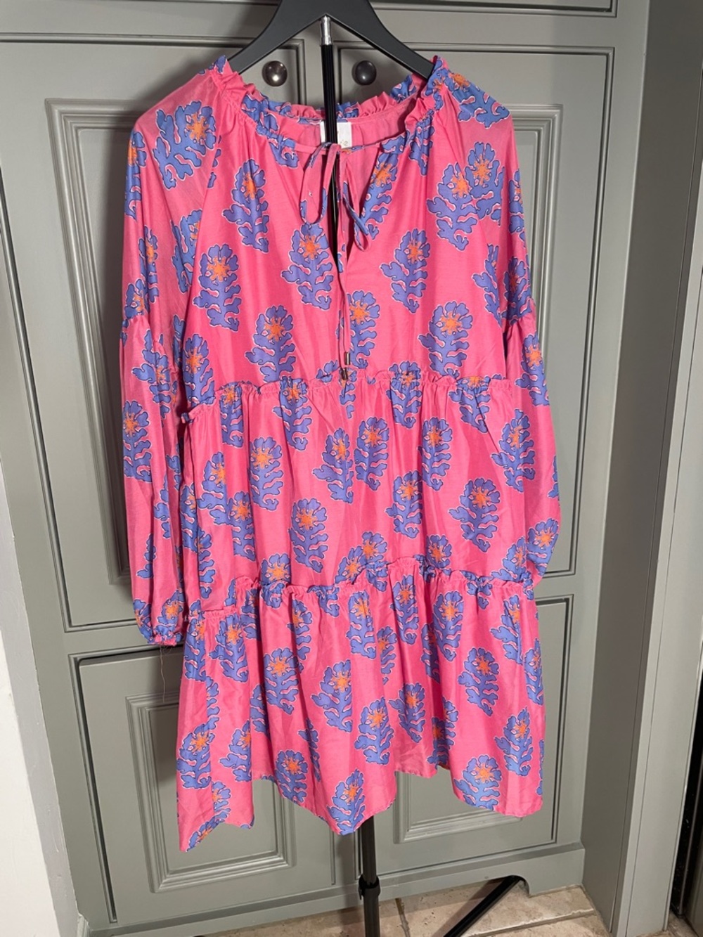 j. marie Women’s Pink Floral Southern Cottagecore Tiered Dress